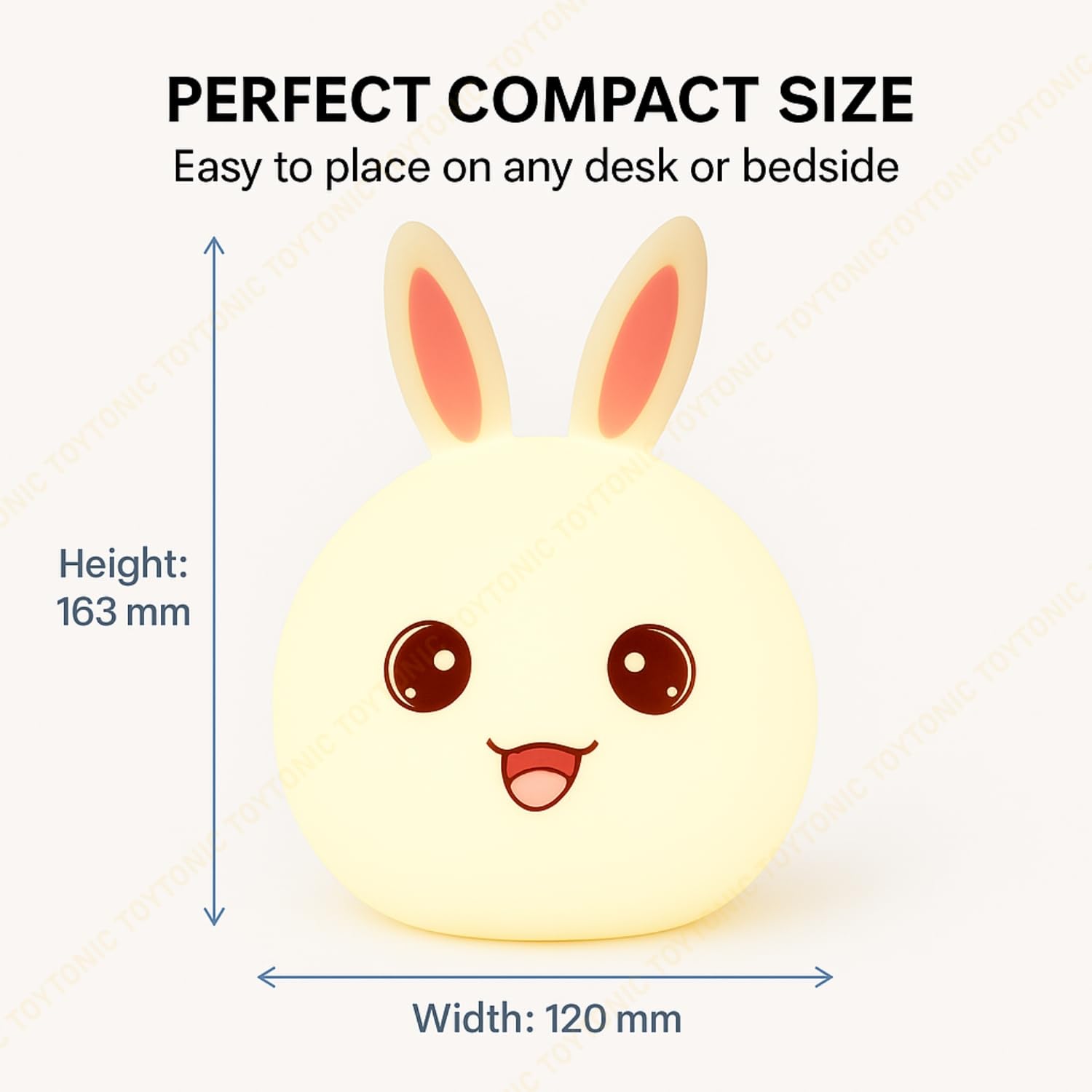 TOYTONIC Silicone Rabbit Night Light, USB Rechargeable, 7-Color Changing LED Lamp