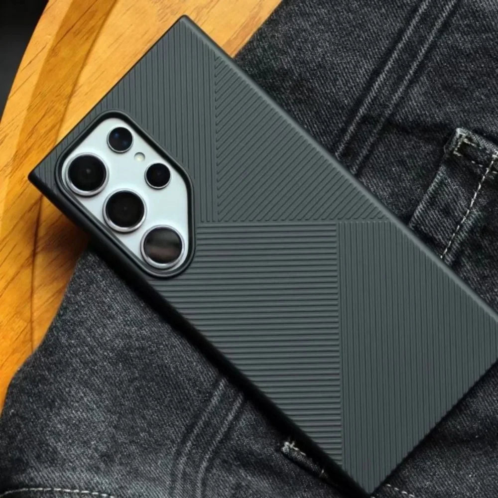 Ultra-thin Matte Transparent Geometric Pattern Shockproof Protective Cover For Samsung