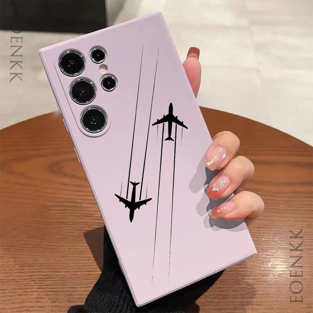 Fashion Flight Path Sketch Silicone Case – Shockproof Full Coverage for Samsung Galaxy S20–S24, A32–A73 | CaseBox BD