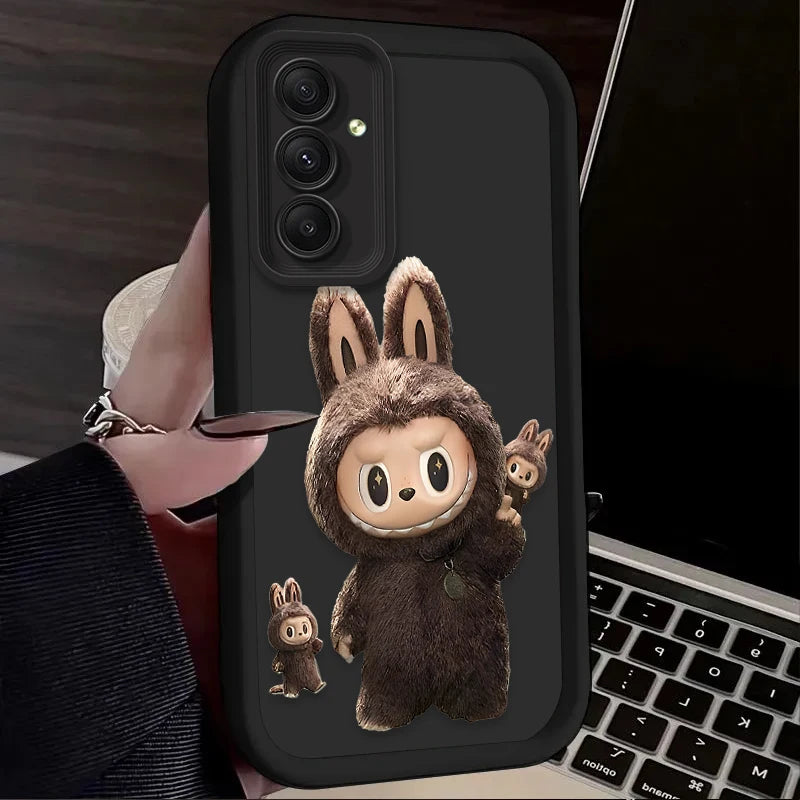 Fluffy Cute Labubu Silicone Case – Shockproof Matte Cover for Samsung S25 to A06 Series | CaseBox BD