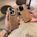 Luxury Matte Soft Leather Desert Gold Phone Case For iPhone