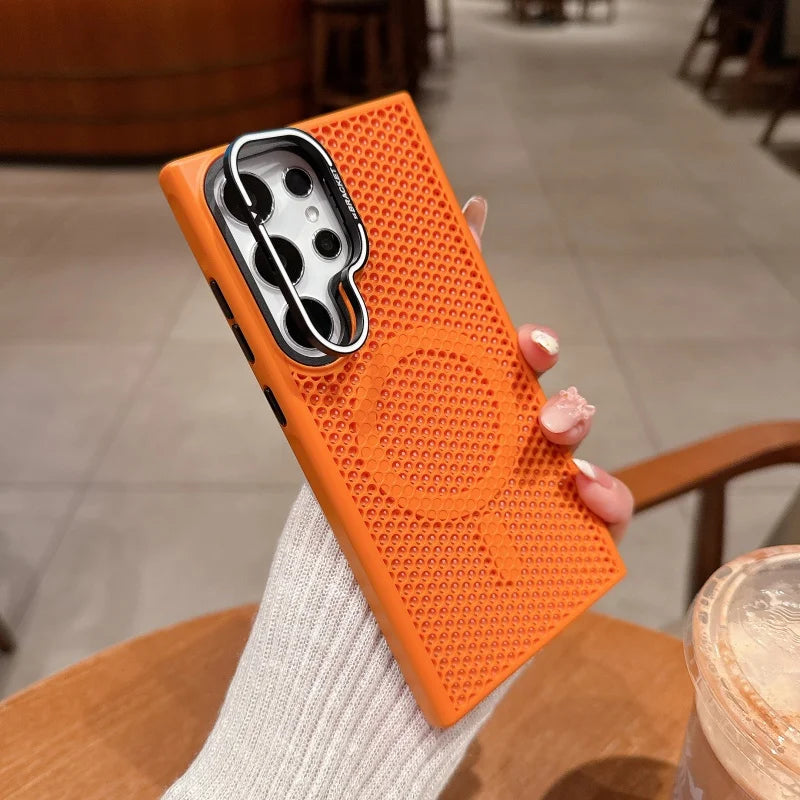 Honeycomb MagSafe Cooling Case with Kickstand – Shockproof Magnetic Cover for Samsung Galaxy S Series | CaseBox BD