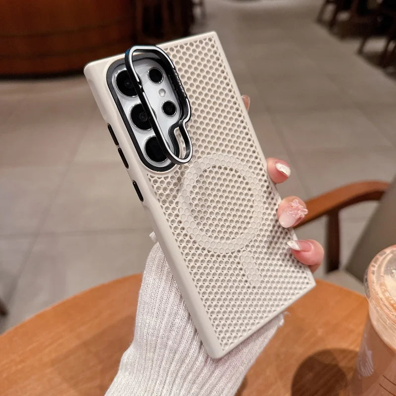 Honeycomb MagSafe Cooling Case with Kickstand – Shockproof Magnetic Cover for Samsung Galaxy S Series | CaseBox BD