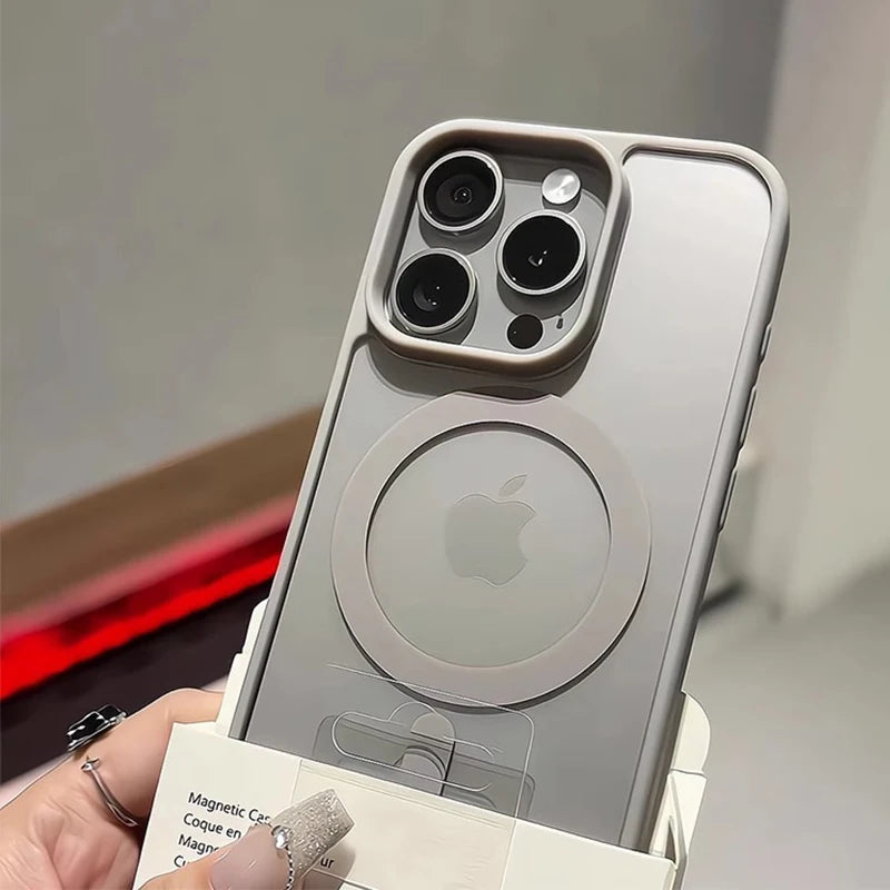 Matte Natural Titanium Magnetic Charging Case for iPhone