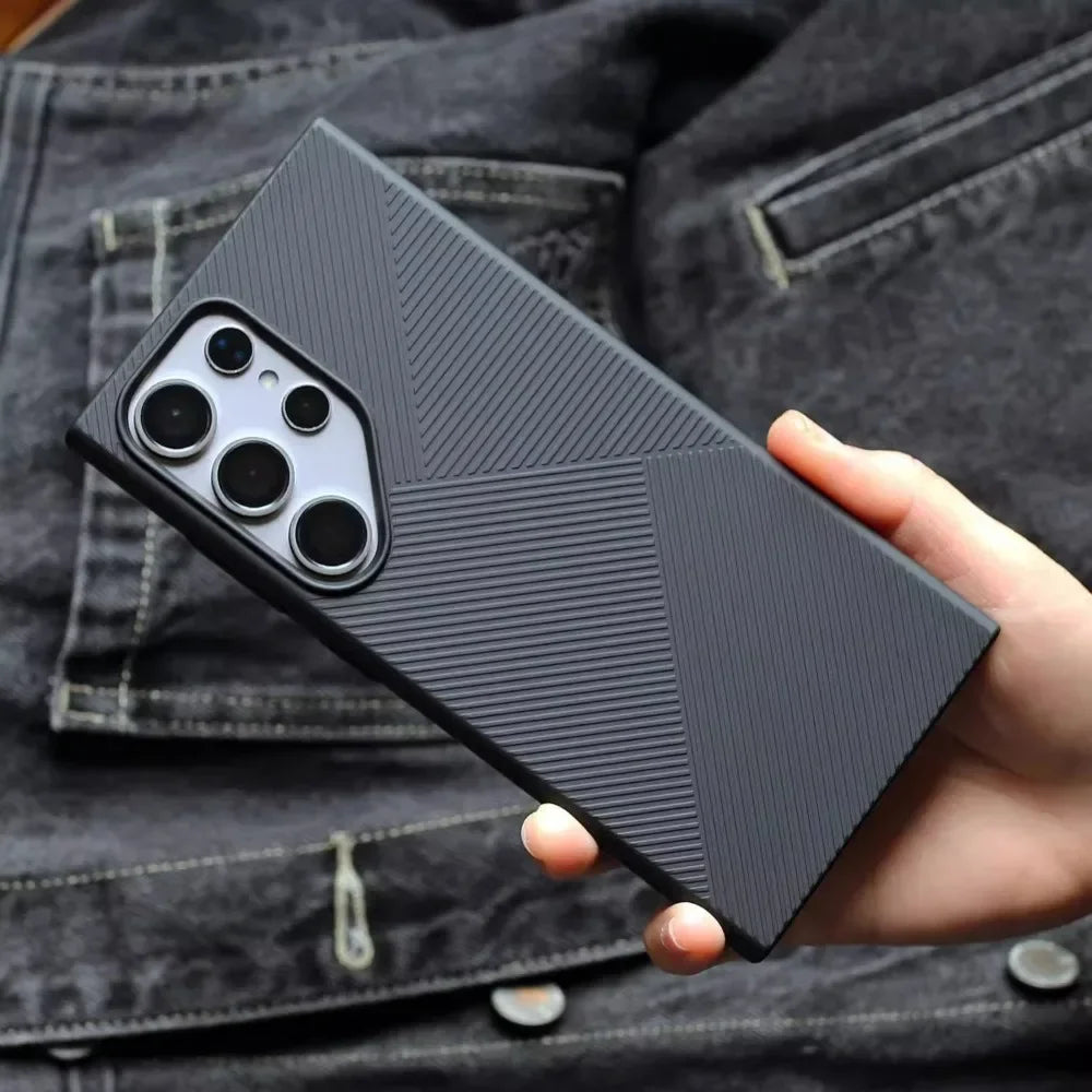 Ultra-thin Matte Transparent Geometric Pattern Shockproof Protective Cover For Samsung