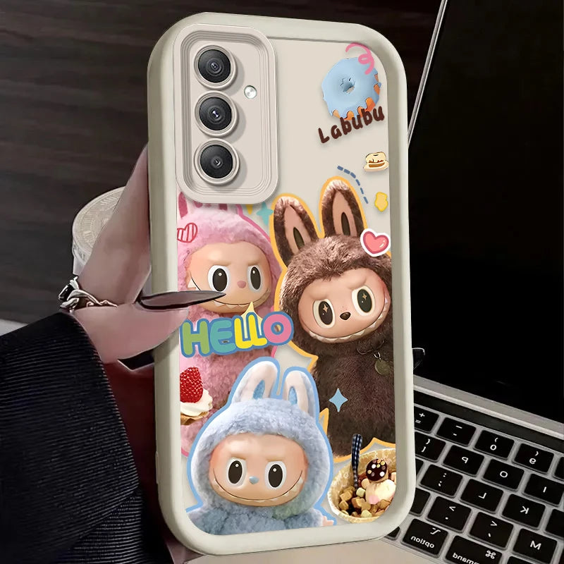 Fluffy Cute Labubu Silicone Case – Shockproof Matte Cover for Samsung S25 to A06 Series | CaseBox BD