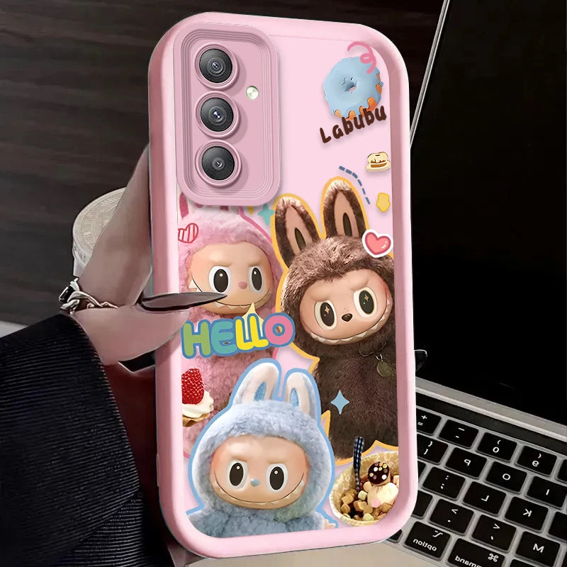 Fluffy Cute Labubu Silicone Case – Shockproof Matte Cover for Samsung S25 to A06 Series | CaseBox BD