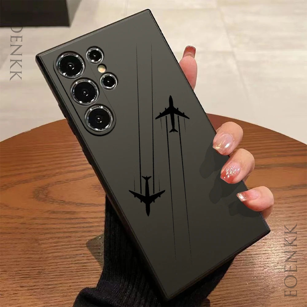 Fashion Flight Path Sketch Silicone Case – Shockproof Full Coverage for Samsung Galaxy S20–S24, A32–A73 | CaseBox BD
