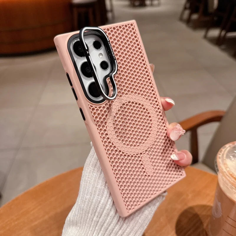 Honeycomb MagSafe Cooling Case with Kickstand – Shockproof Magnetic Cover for Samsung Galaxy S Series | CaseBox BD