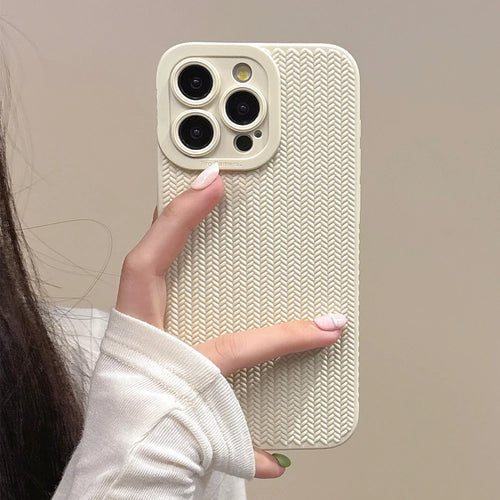 Fine hole woven pattern silicon phone case for iPhone 16 15 14 13 12 11 Pro X XR XS Max full camera shockproof soft bumper cover