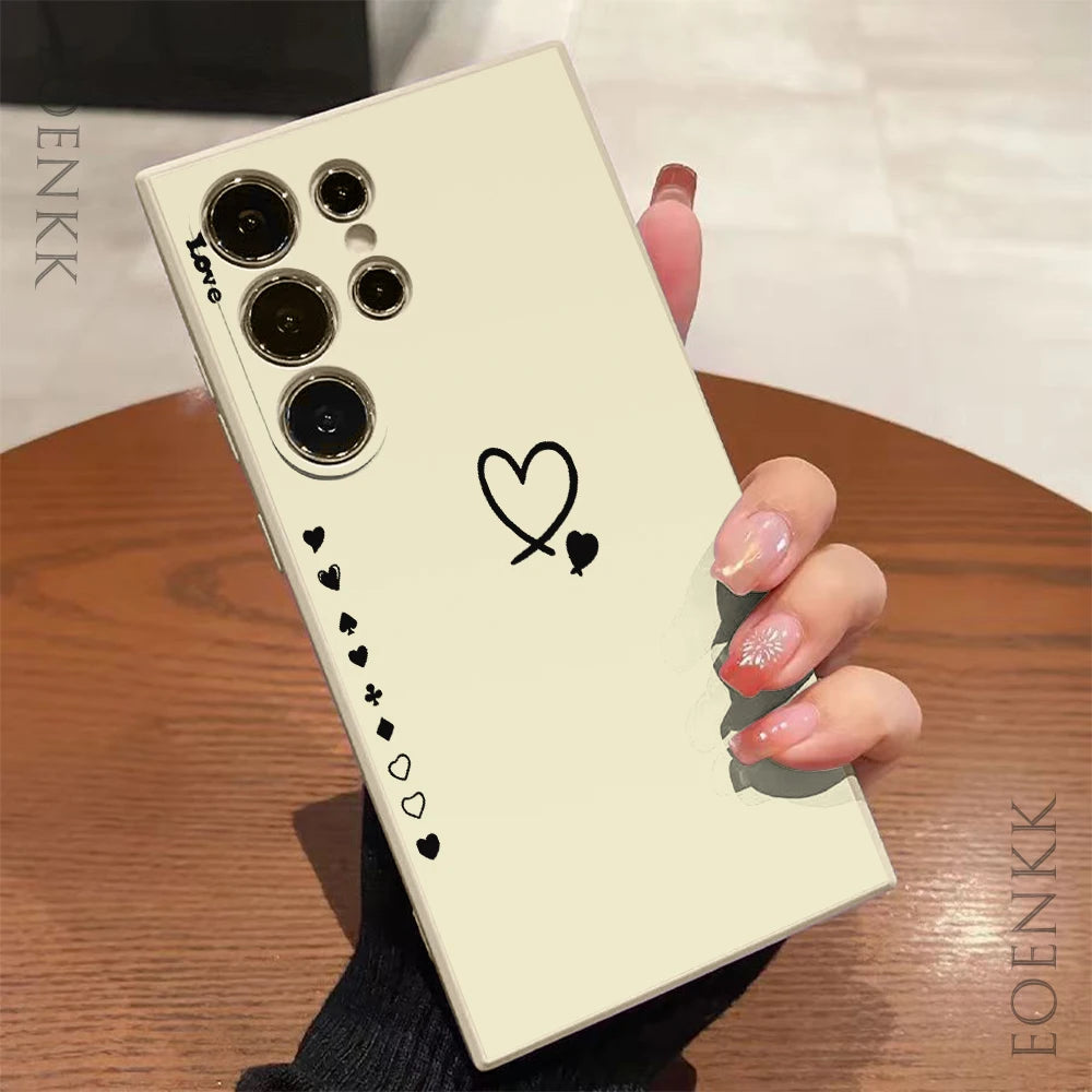Black Heart Silicone Case – Samsung S21/S22/S23/S24/Note 10/20 Lite | Anti-Drop & Stylish Gift | CaseBox BD