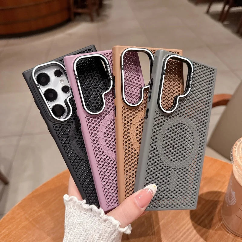 Honeycomb MagSafe Cooling Case with Kickstand – Shockproof Magnetic Cover for Samsung Galaxy S Series | CaseBox BD