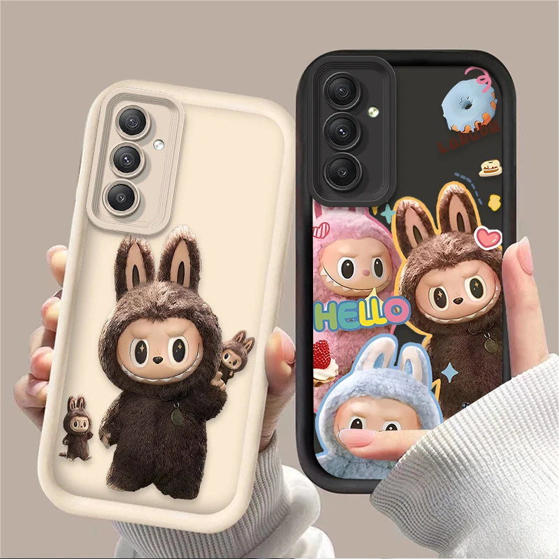 Fluffy Cute Labubu Silicone Case – Shockproof Matte Cover for Samsung S25 to A06 Series | CaseBox BD