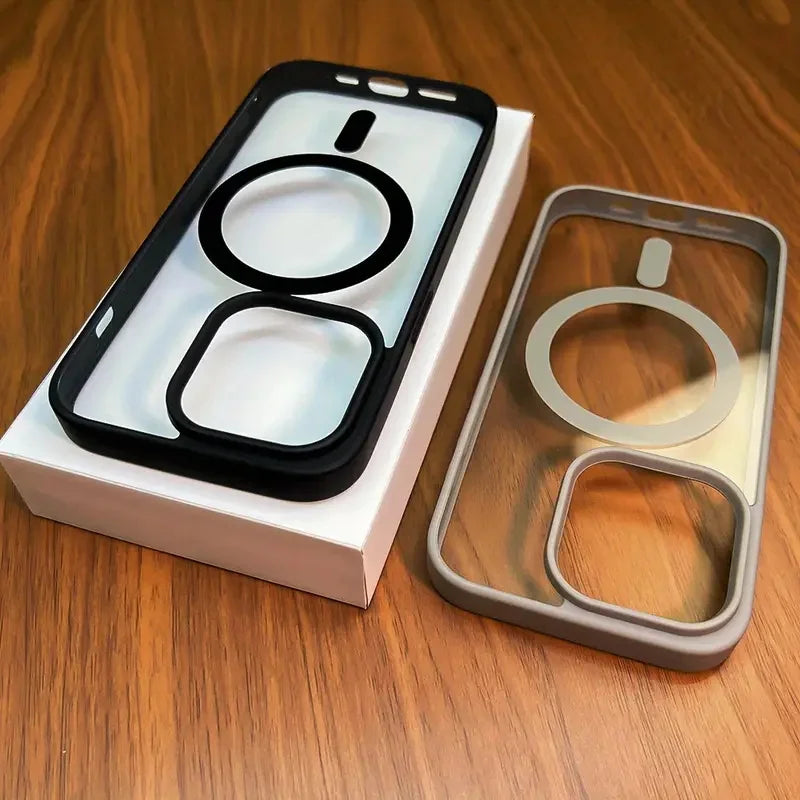 Matte Natural Titanium Magnetic Charging Case for iPhone