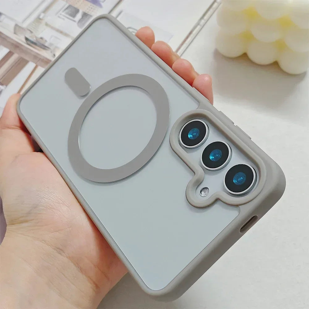 Titanium Gray MagSafe Matte Case – Magnetic Shockproof Hard Cover for Samsung Galaxy S22–S25 | CaseBox BD
