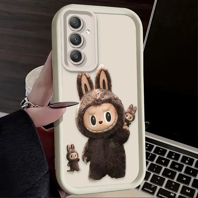 Fluffy Cute Labubu Silicone Case – Shockproof Matte Cover for Samsung S25 to A06 Series | CaseBox BD