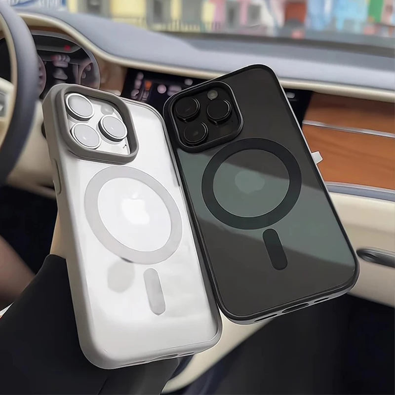 Matte Natural Titanium Magnetic Charging Case for iPhone