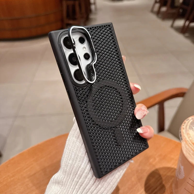 Honeycomb MagSafe Cooling Case with Kickstand – Shockproof Magnetic Cover for Samsung Galaxy S Series | CaseBox BD
