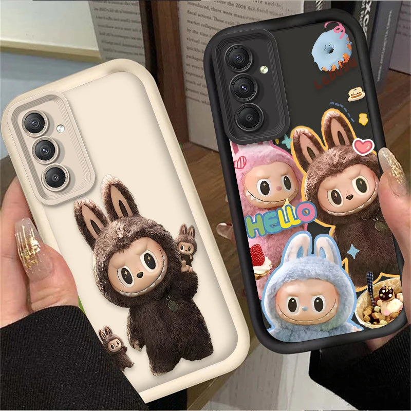 Fluffy Cute Labubu Silicone Case – Shockproof Matte Cover for Samsung S25 to A06 Series | CaseBox BD