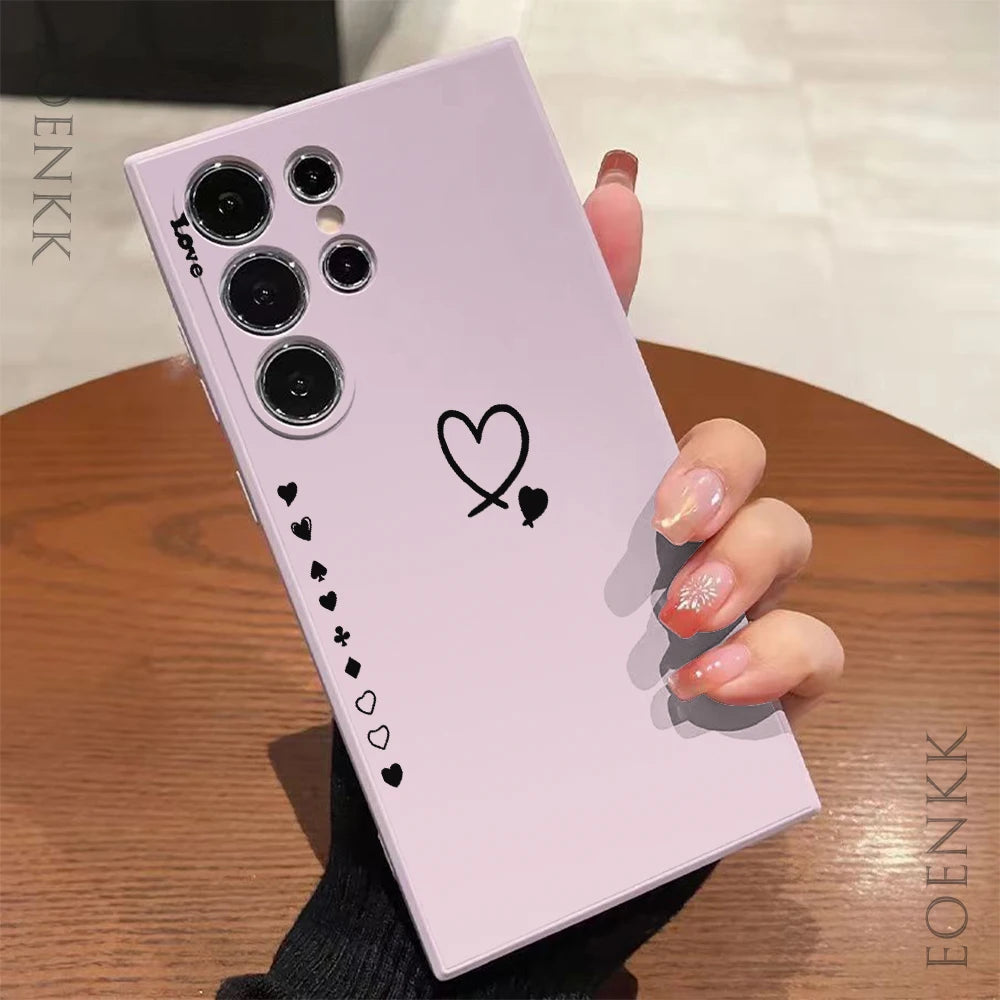 Black Heart Silicone Case – Samsung S21/S22/S23/S24/Note 10/20 Lite | Anti-Drop & Stylish Gift | CaseBox BD