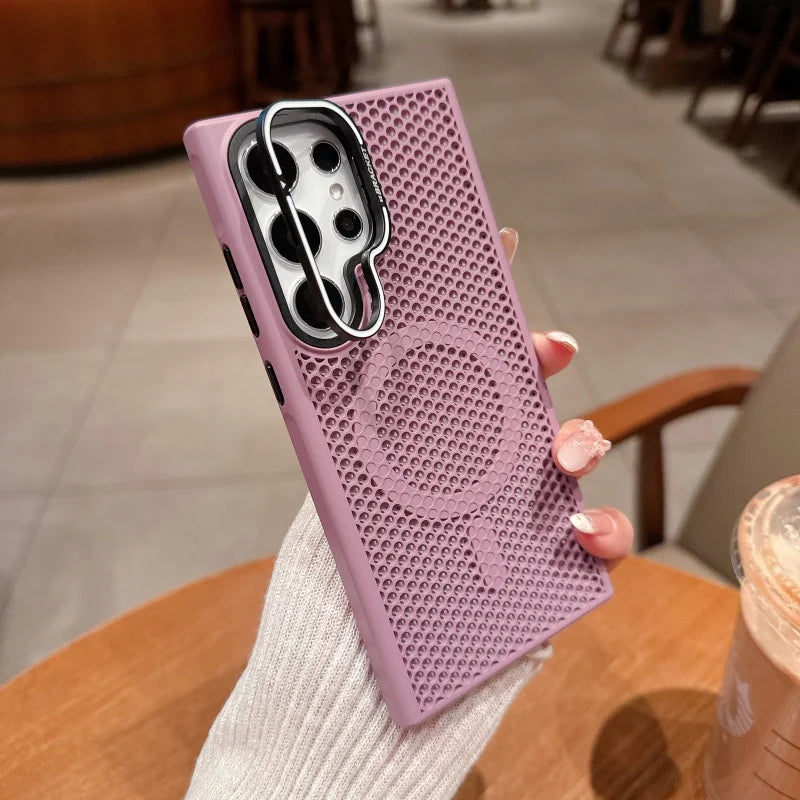 Honeycomb MagSafe Cooling Case with Kickstand – Shockproof Magnetic Cover for Samsung Galaxy S Series | CaseBox BD