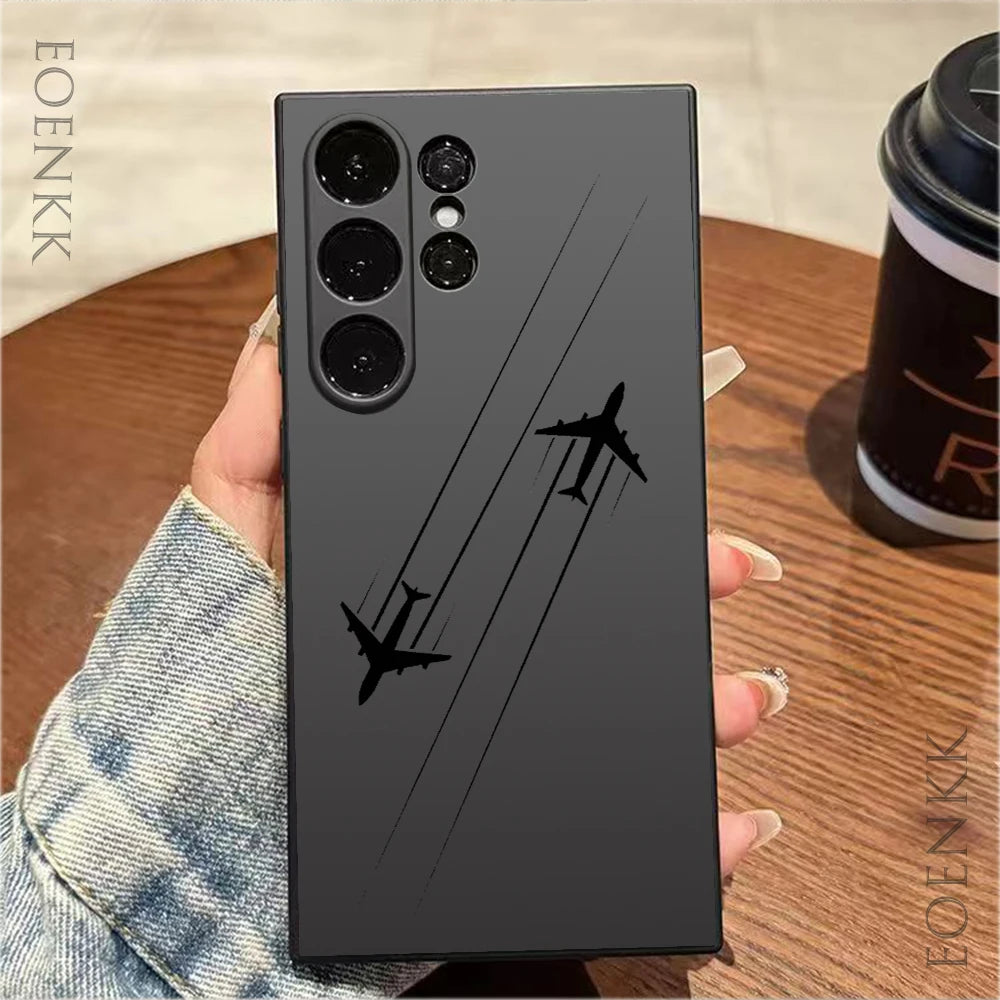 Fashion Flight Path Sketch Silicone Case – Shockproof Full Coverage for Samsung Galaxy S20–S24, A32–A73 | CaseBox BD
