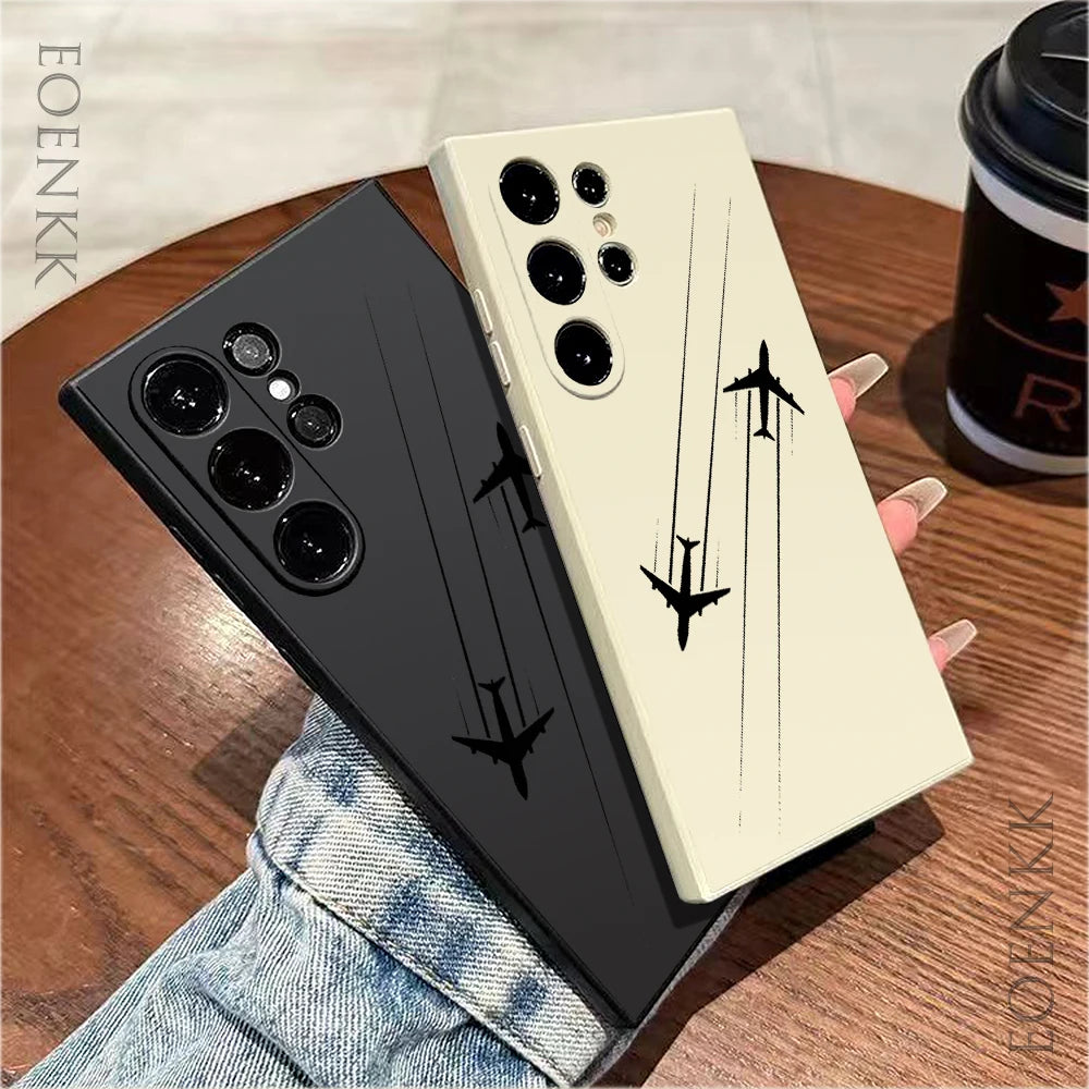Fashion Flight Path Sketch Silicone Case – Shockproof Full Coverage for Samsung Galaxy S20–S24, A32–A73 | CaseBox BD