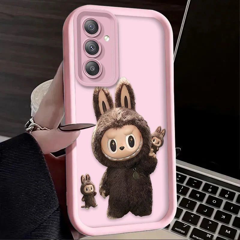 Fluffy Cute Labubu Silicone Case – Shockproof Matte Cover for Samsung S25 to A06 Series | CaseBox BD