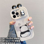 Cute Panda Slide Camera Protection Silicone  Case For iPhone