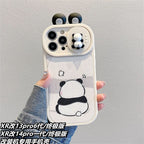Cute Panda Slide Camera Protection Silicone  Case For iPhone